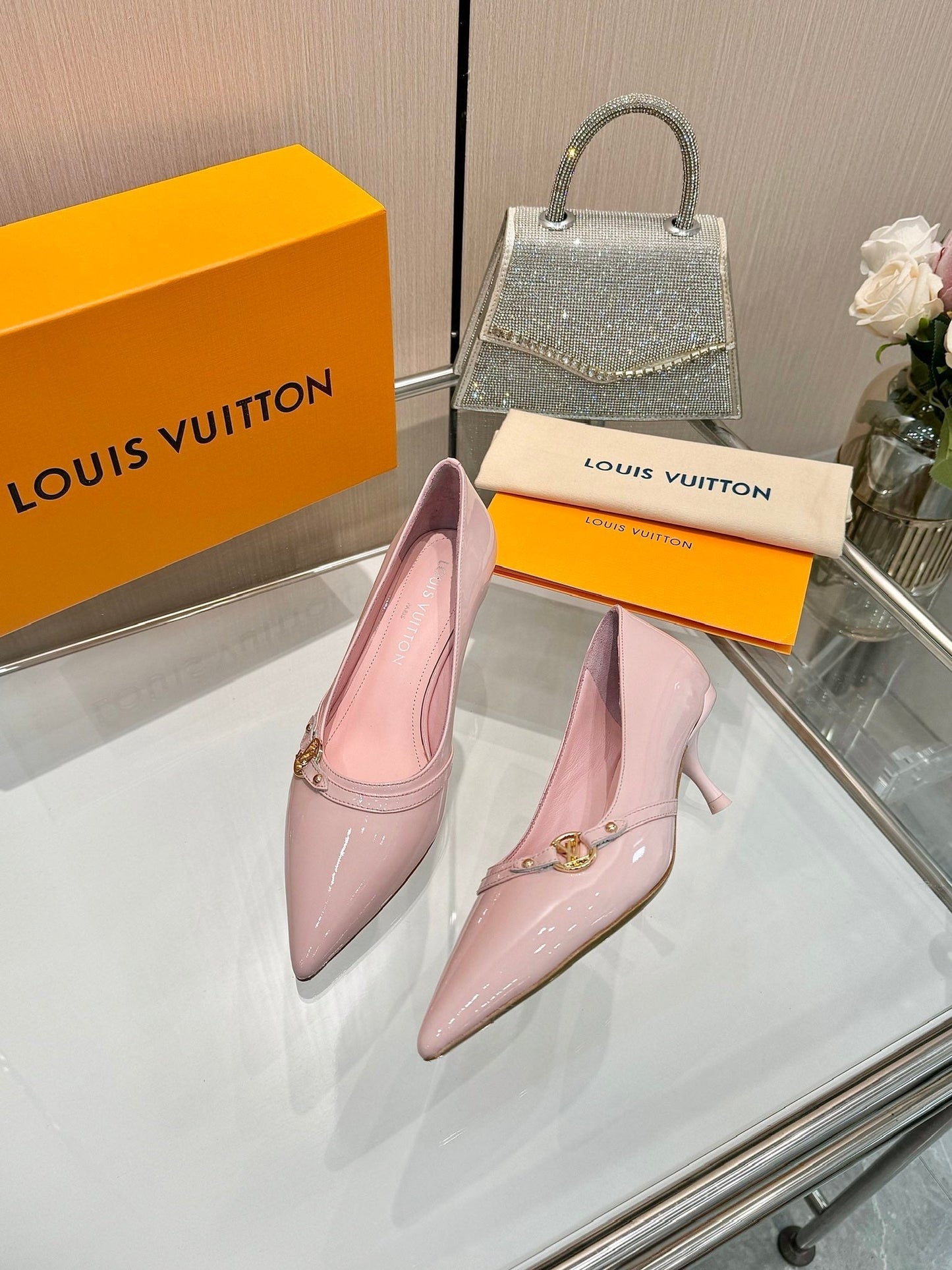 6AM HIGH HEELS 55 MM IN LIGHT PINK PATENT LAMBSKIN - 34