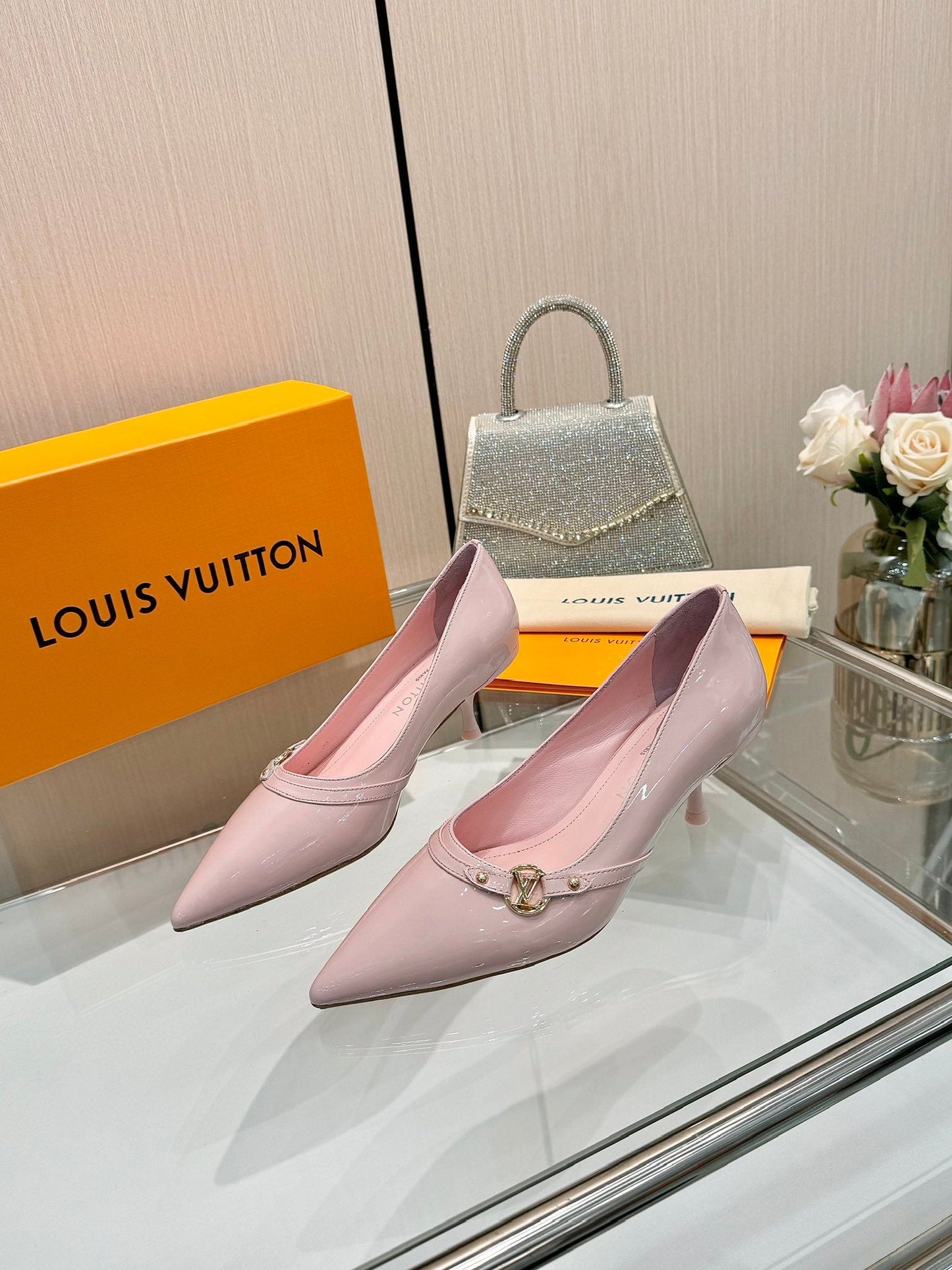 6AM HIGH HEELS 55 MM IN LIGHT PINK PATENT LAMBSKIN - 34
