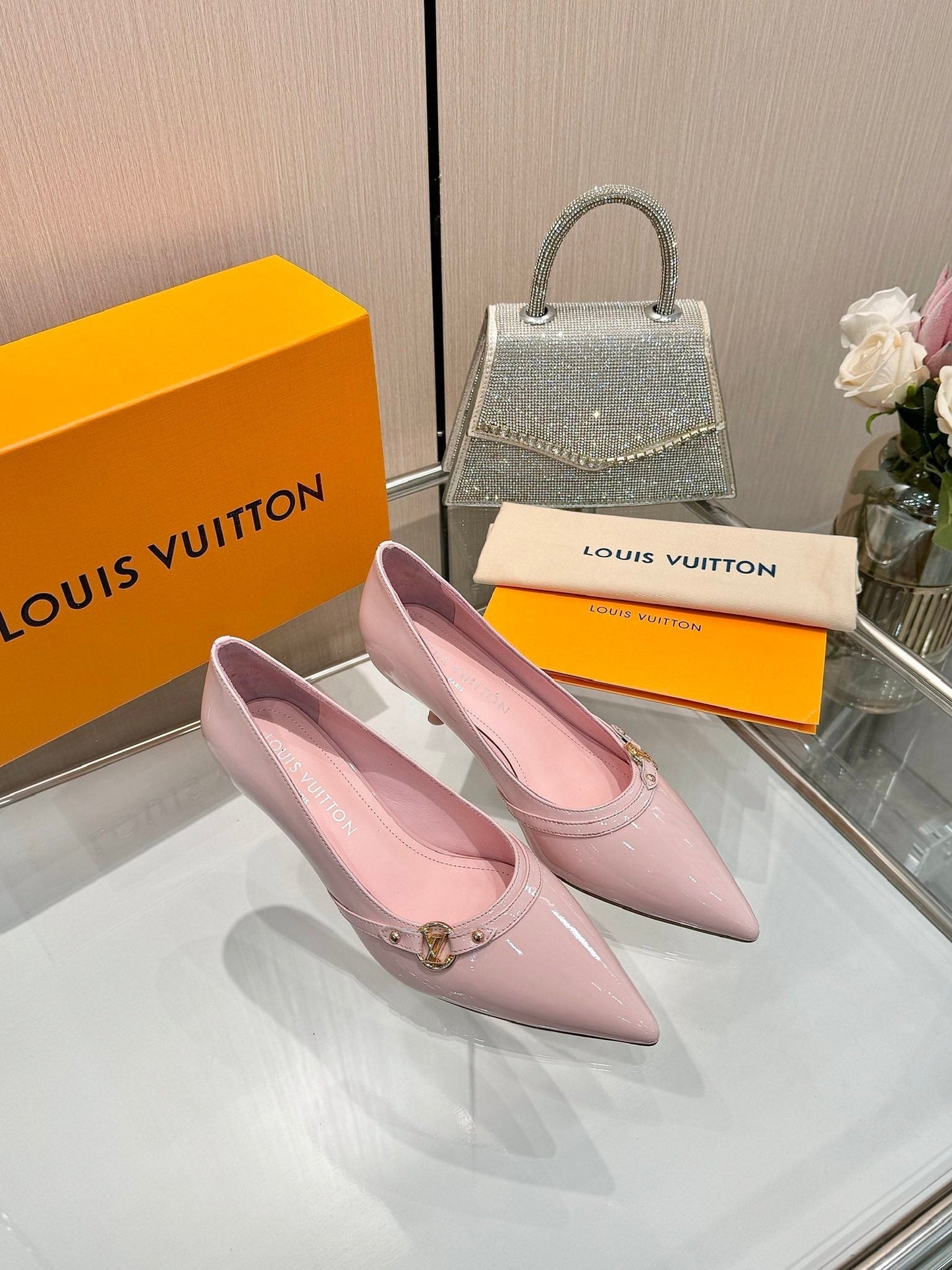 6AM HIGH HEELS 55 MM IN LIGHT PINK PATENT LAMBSKIN - 34