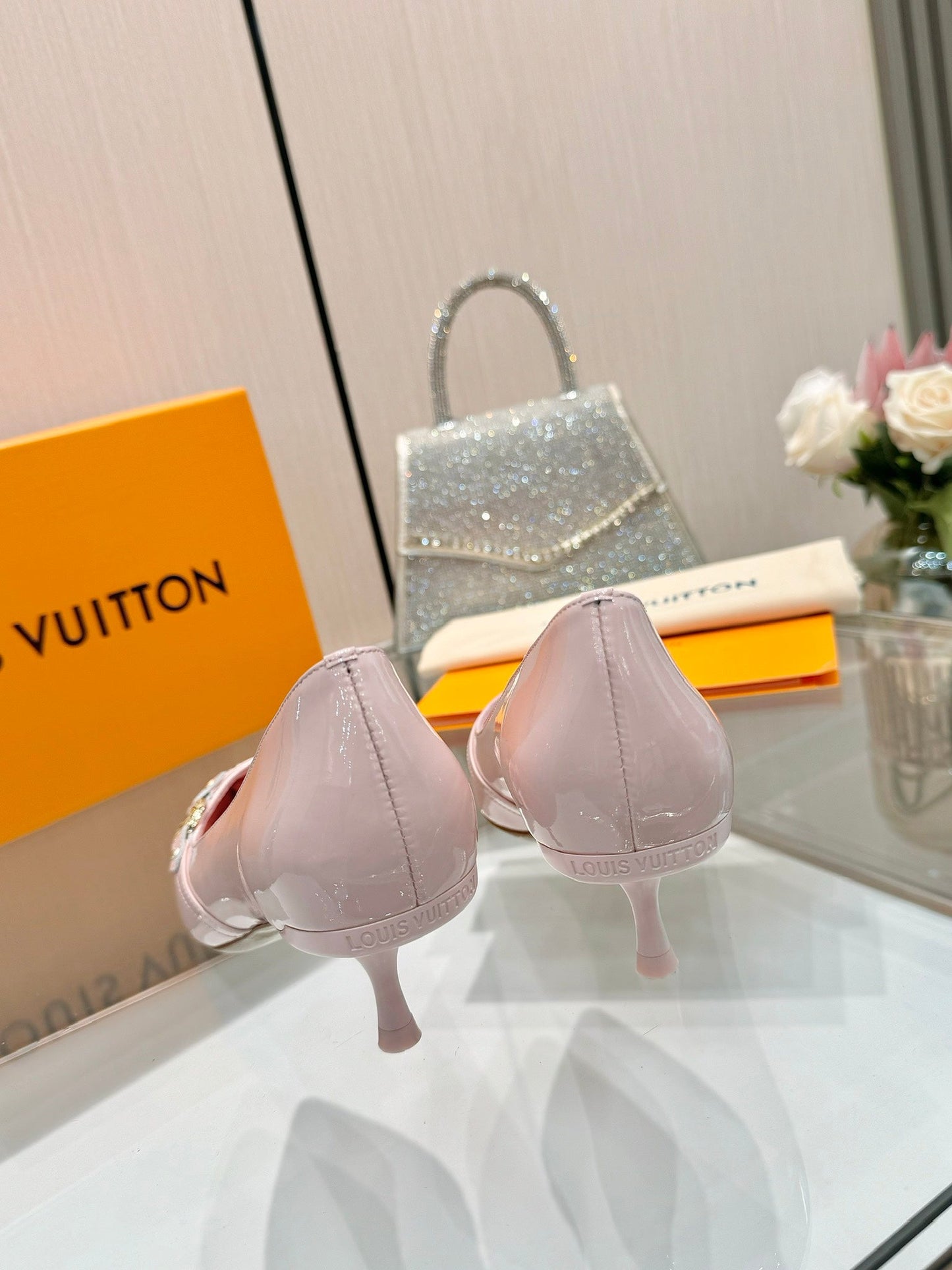6AM HIGH HEELS 55 MM IN LIGHT PINK PATENT LAMBSKIN - 34