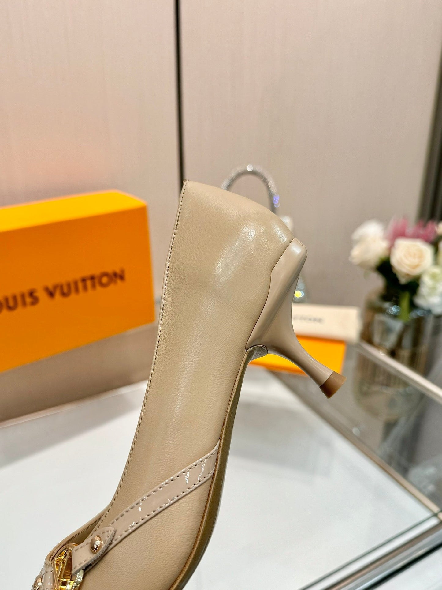 6AM HIGH HEELS 55 MM IN TAN BEIGE LAMBSKIN - 34