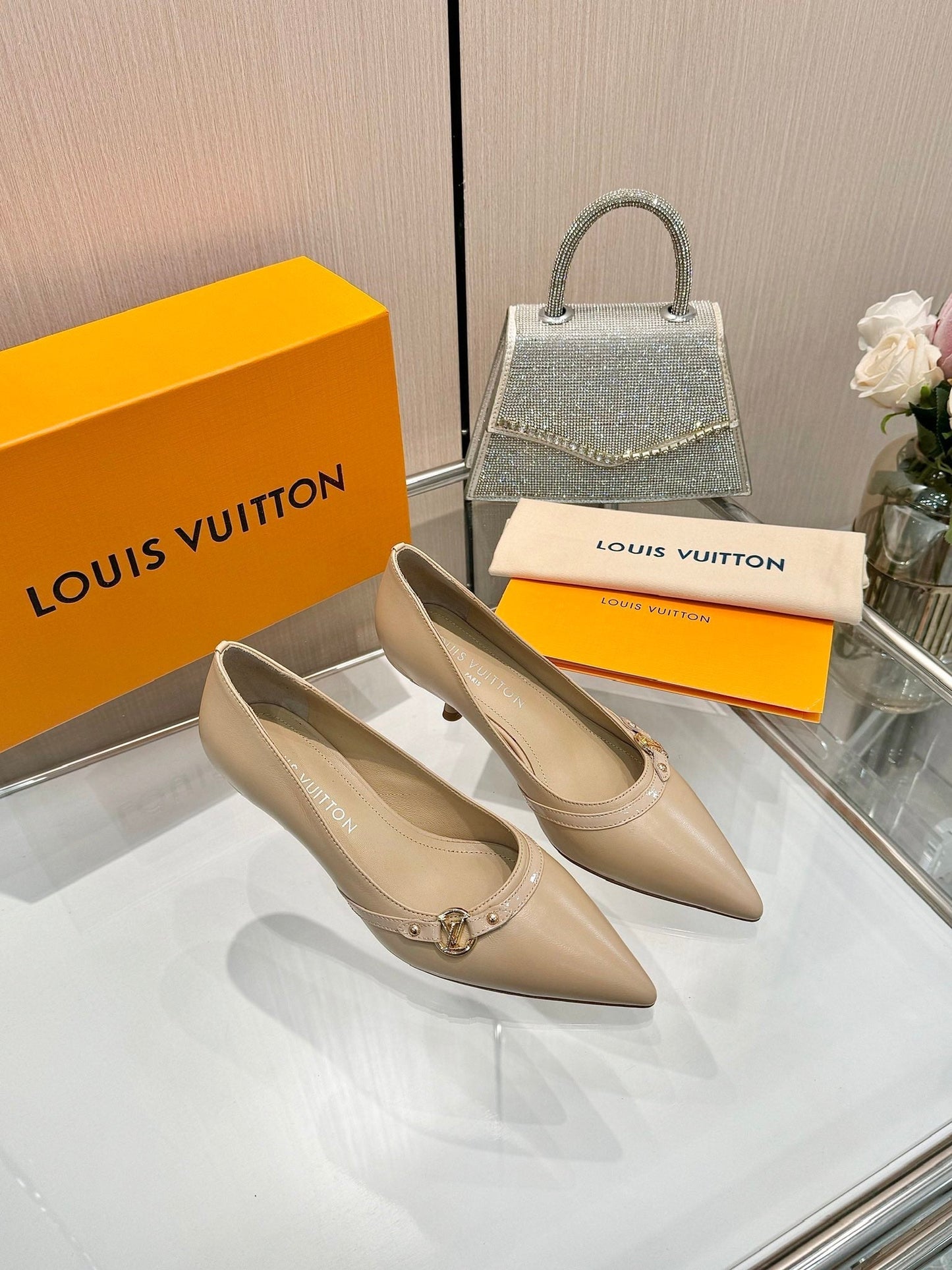 6AM HIGH HEELS 55 MM IN TAN BEIGE LAMBSKIN - 34