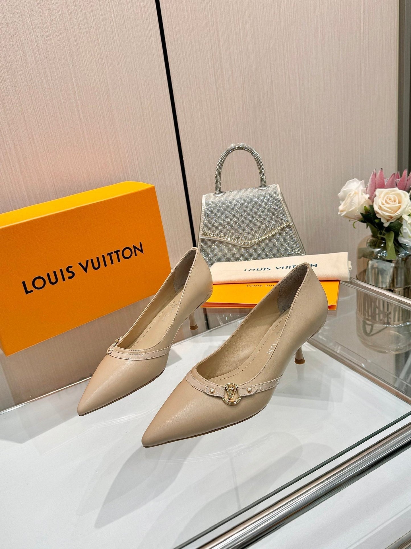 6AM HIGH HEELS 55 MM IN TAN BEIGE LAMBSKIN - 34