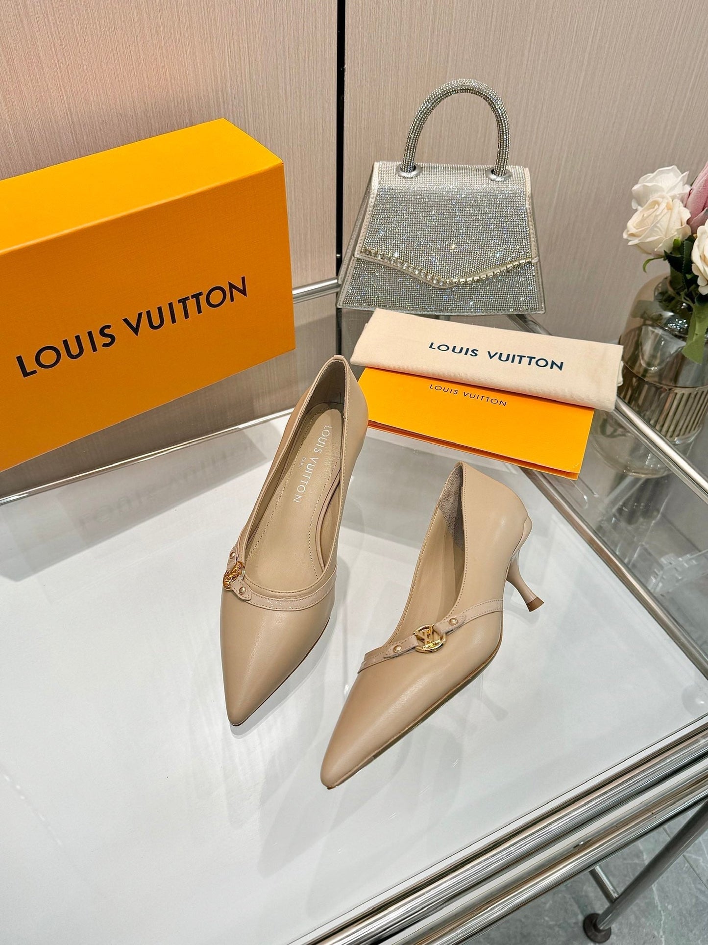 6AM HIGH HEELS 55 MM IN TAN BEIGE LAMBSKIN - 34