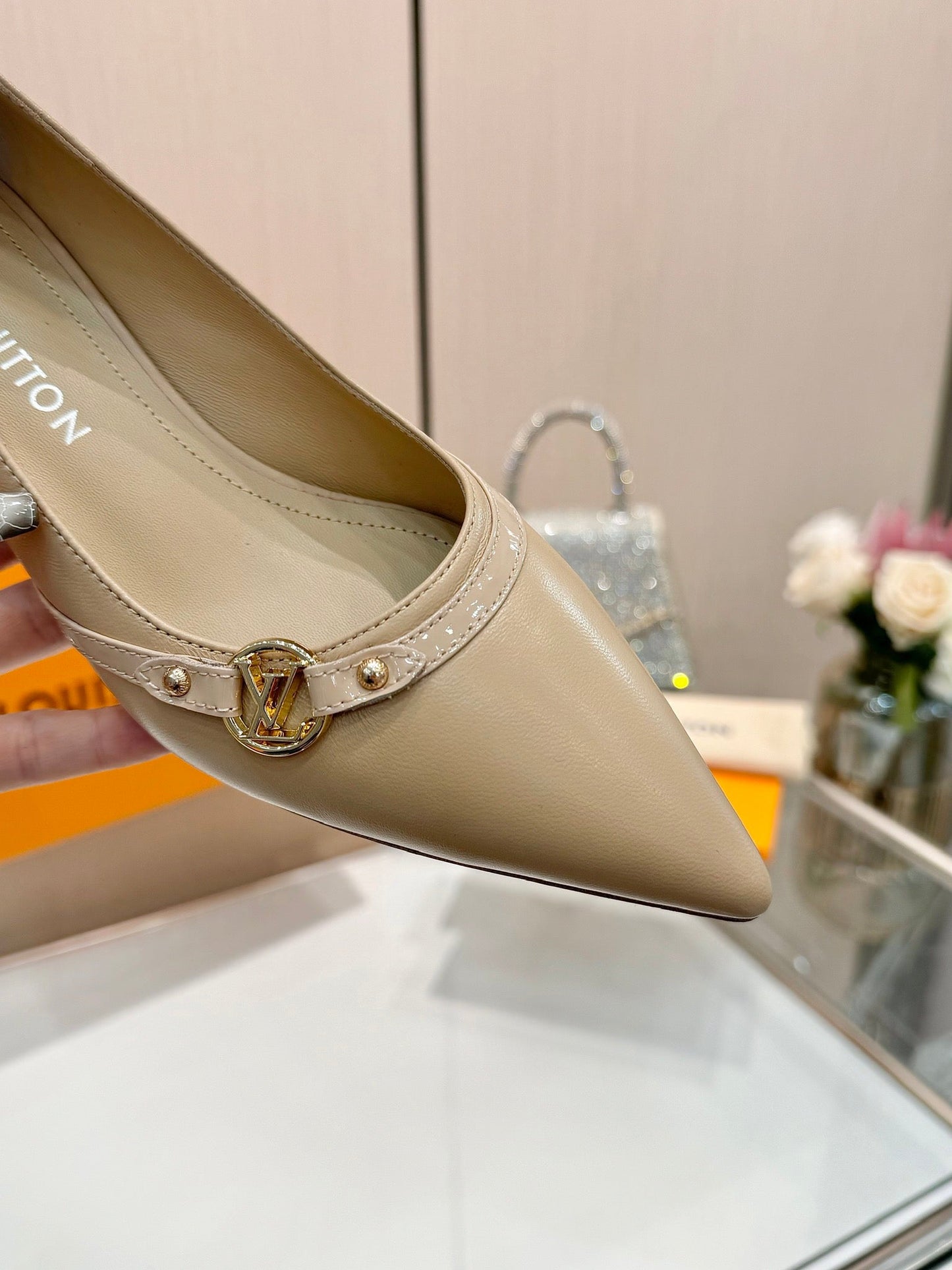 6AM HIGH HEELS 55 MM IN TAN BEIGE LAMBSKIN - 34