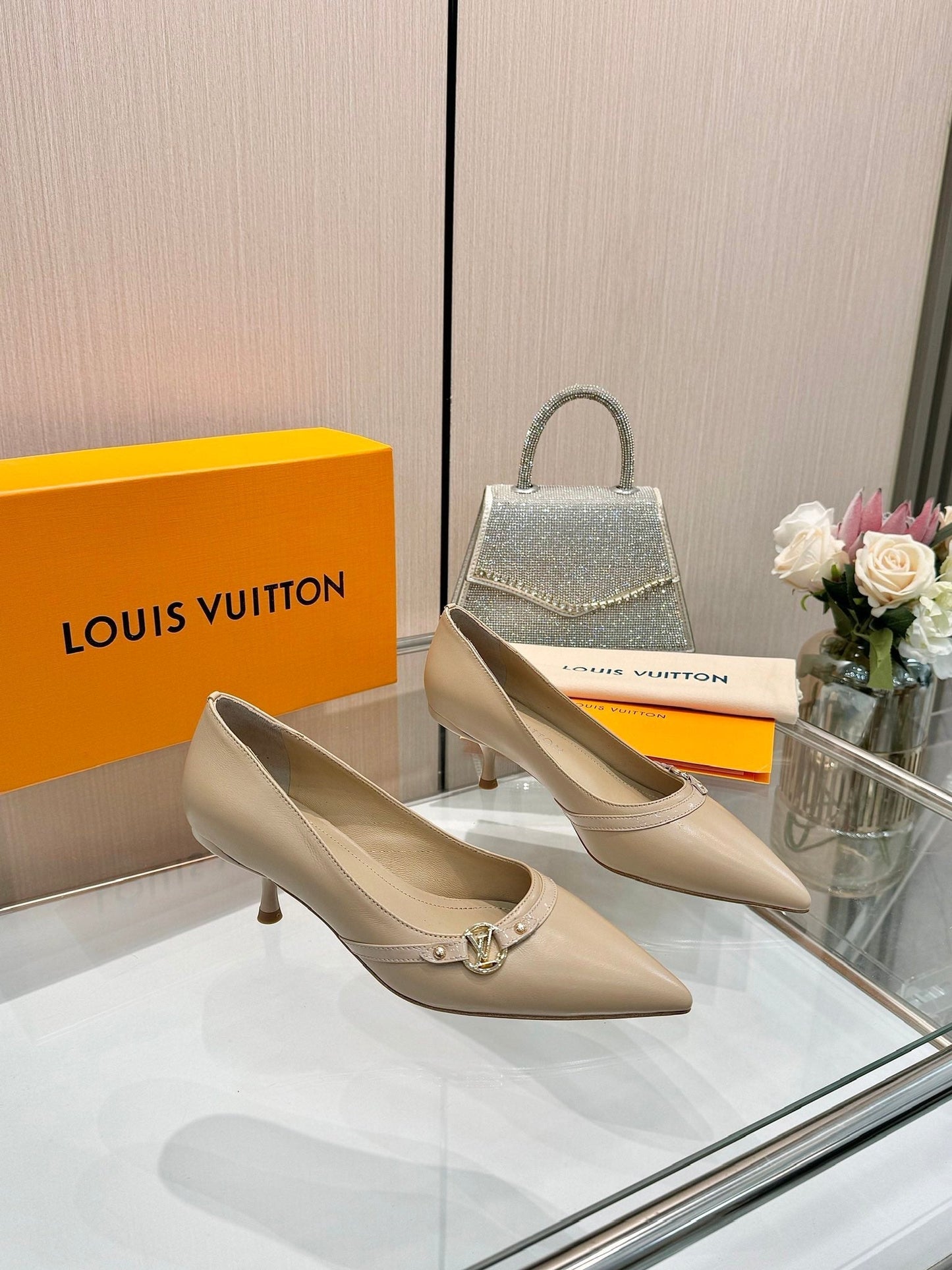 6AM HIGH HEELS 55 MM IN TAN BEIGE LAMBSKIN - 34