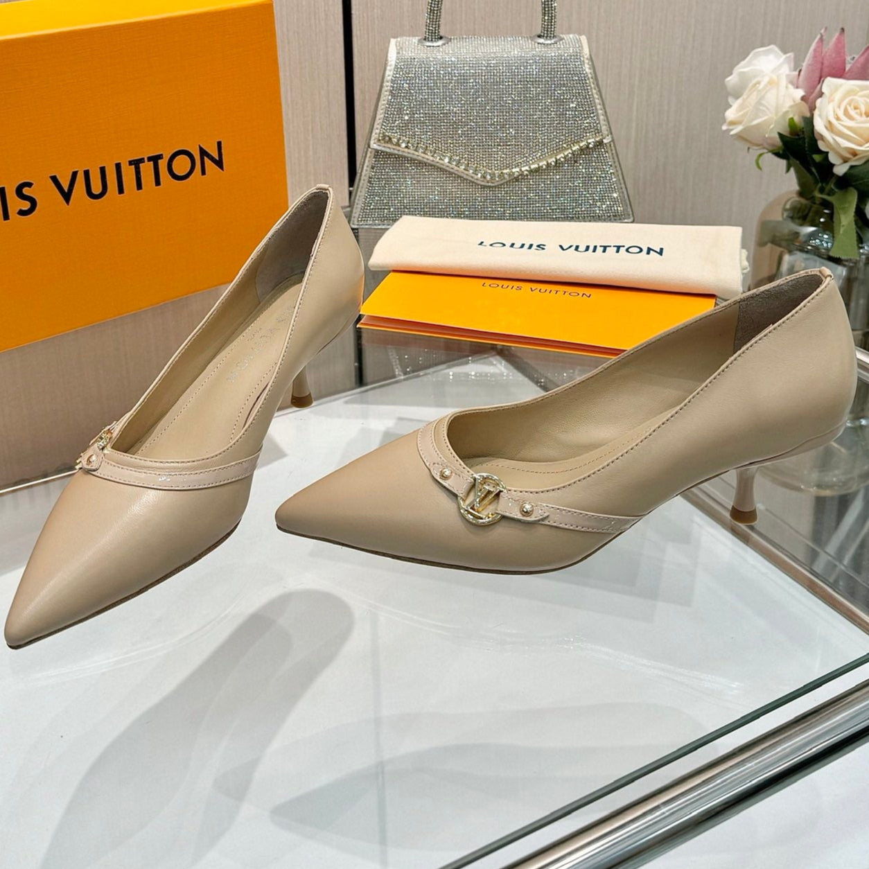 6AM HIGH HEELS 55 MM IN TAN BEIGE LAMBSKIN - 34