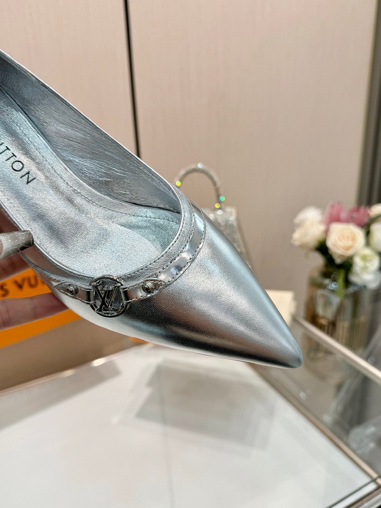 6AM HIGH HEELS 55 MM IN SILVER LAMBSKIN - 34