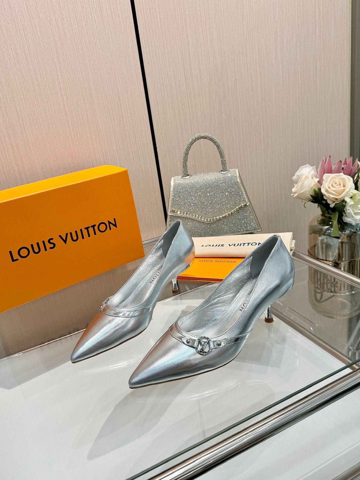 6AM HIGH HEELS 55 MM IN SILVER LAMBSKIN - 34