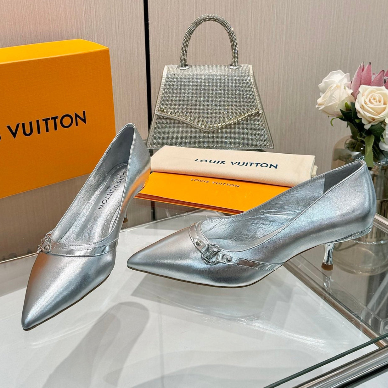6AM HIGH HEELS 55 MM IN SILVER LAMBSKIN - 34