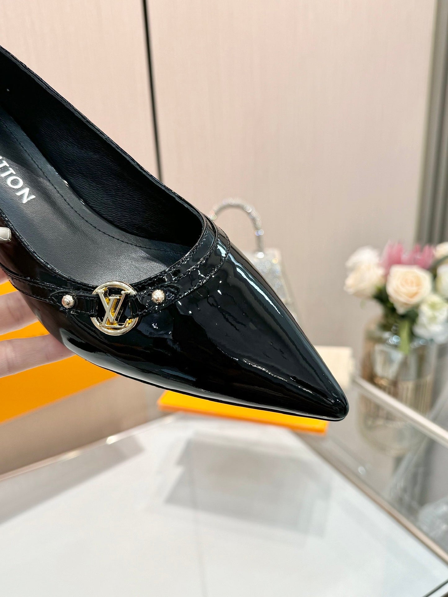 6AM HIGH HEELS 55 MM IN BLACK PATENT LAMBSKIN - 34
