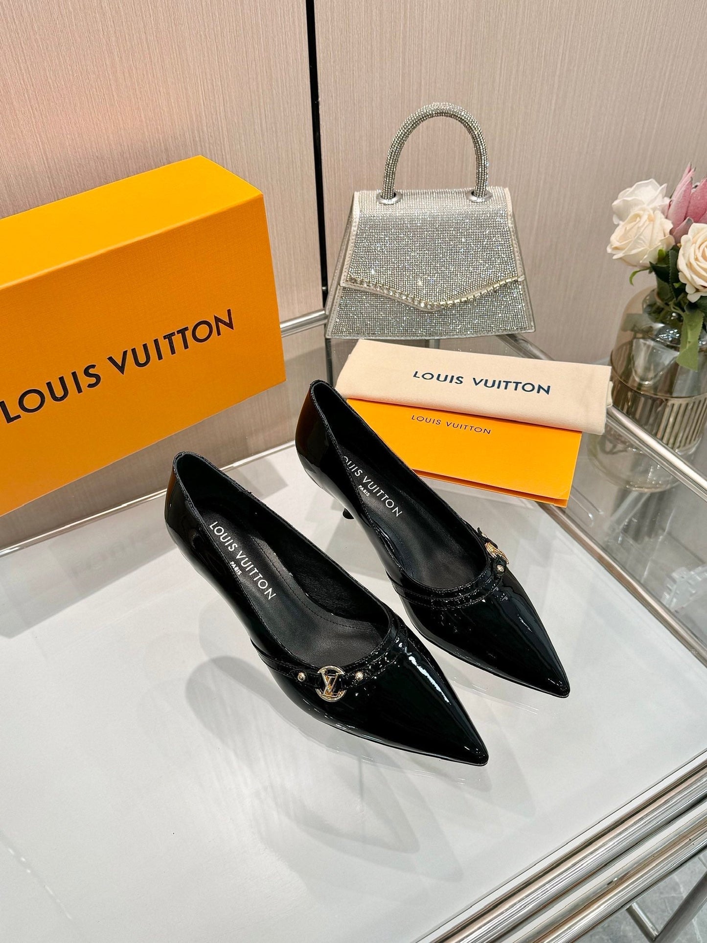 6AM HIGH HEELS 55 MM IN BLACK PATENT LAMBSKIN - 34