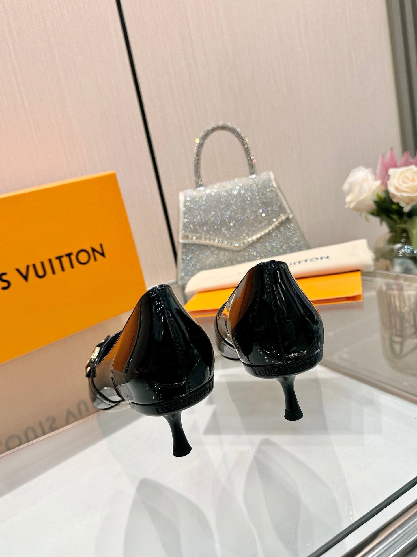 6AM HIGH HEELS 55 MM IN BLACK PATENT LAMBSKIN - 34