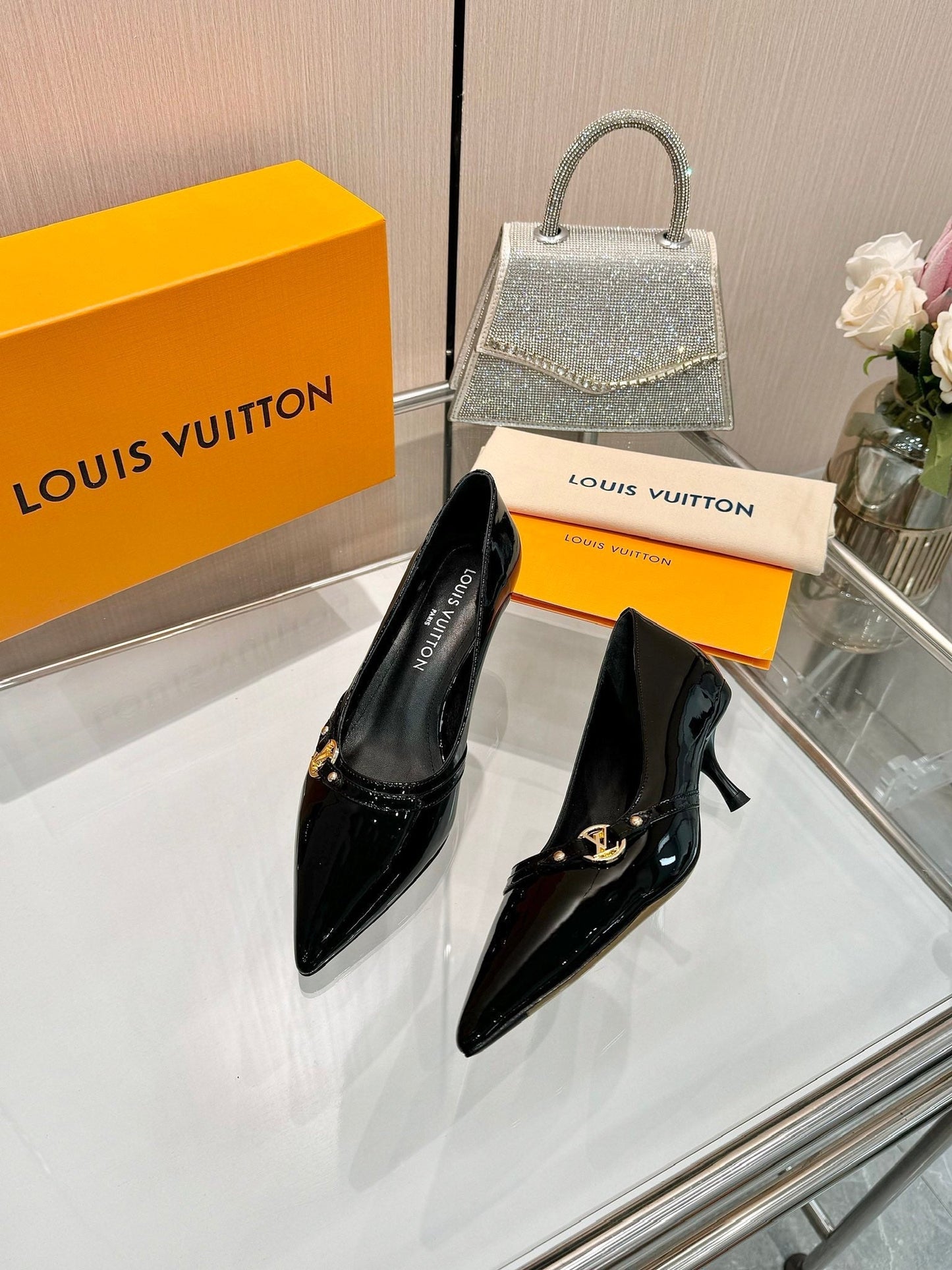 6AM HIGH HEELS 55 MM IN BLACK PATENT LAMBSKIN - 34