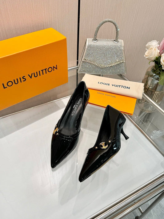 6AM HIGH HEELS 55 MM IN BLACK PATENT LAMBSKIN - 34