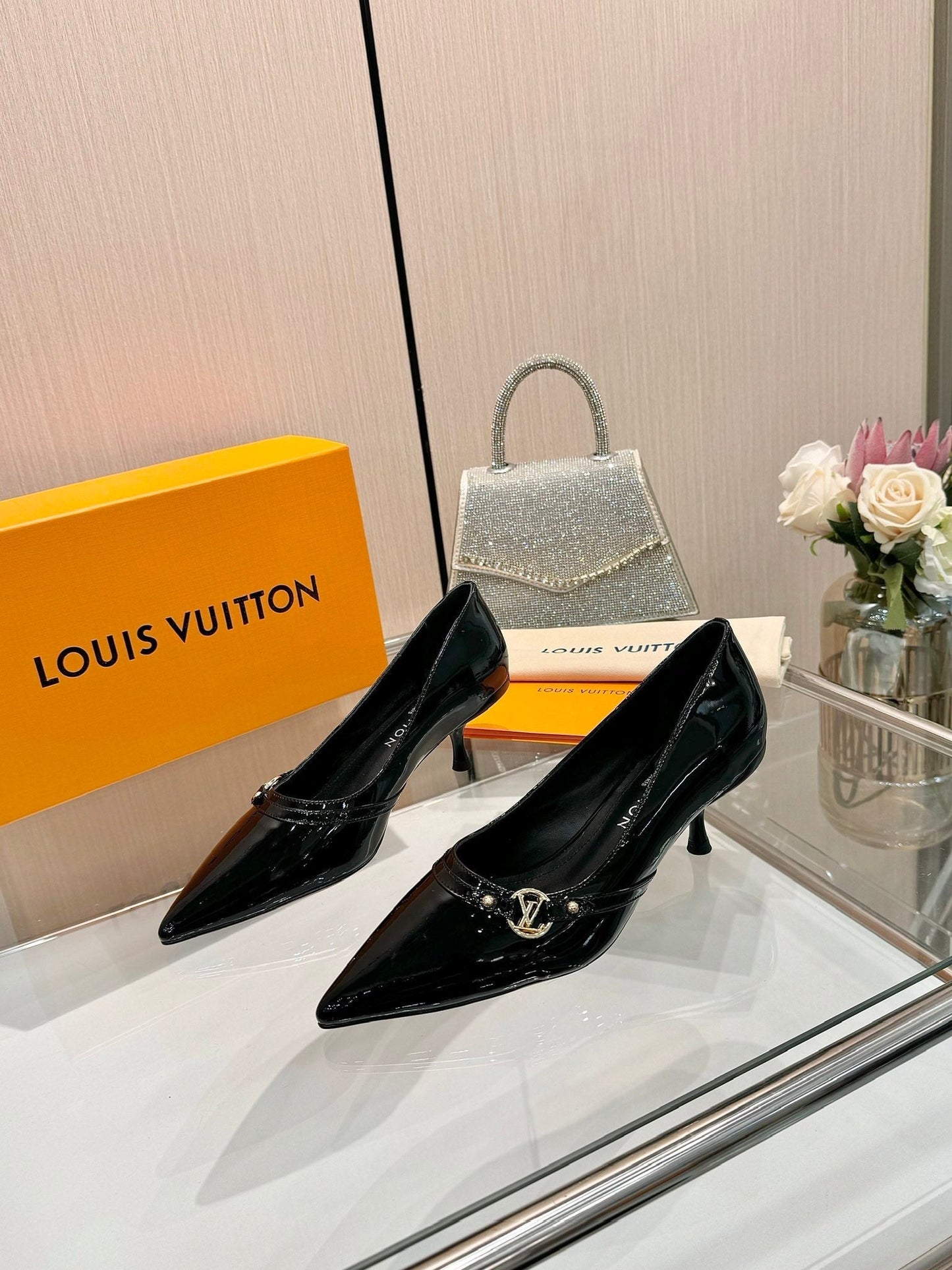 6AM HIGH HEELS 55 MM IN BLACK PATENT LAMBSKIN - 34