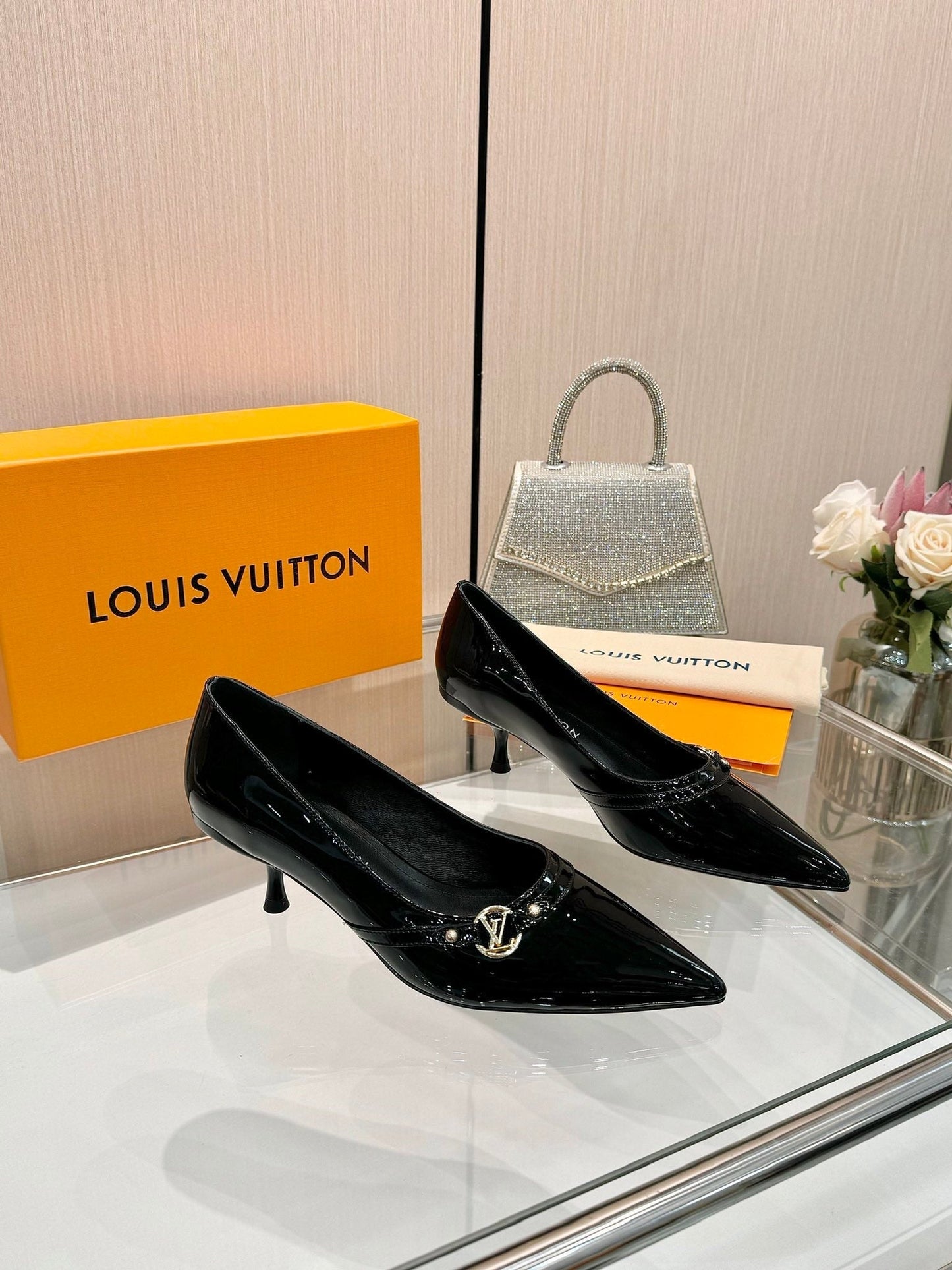 6AM HIGH HEELS 55 MM IN BLACK PATENT LAMBSKIN - 34