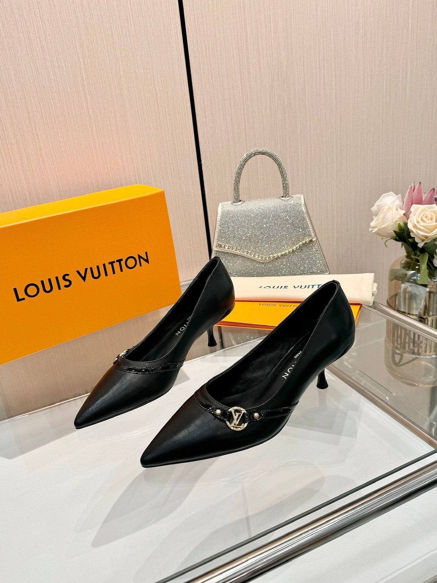 6AM HIGH HEELS 55 MM IN BLACK LAMBSKIN - 34