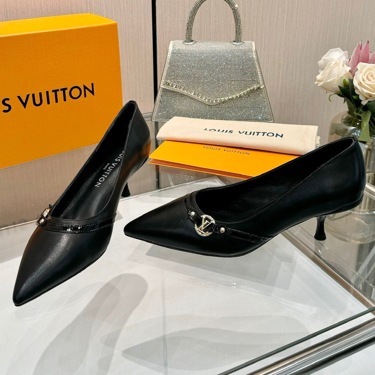 6AM HIGH HEELS 55 MM IN BLACK LAMBSKIN - 34