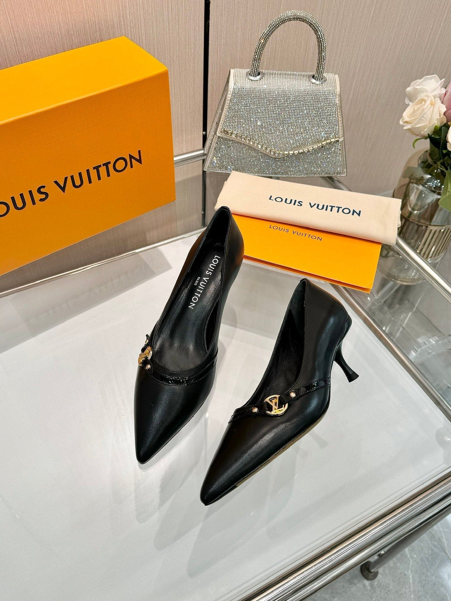 6AM HIGH HEELS 55 MM IN BLACK LAMBSKIN - 34