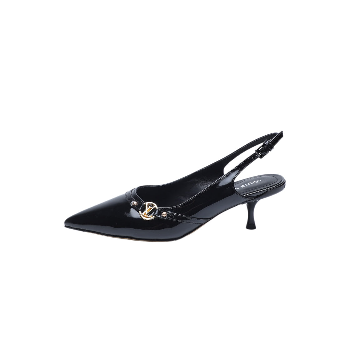 6AM SLINGBACK HIGH HEELS 55 MM IN BLACK PATENT LAMBSKIN - 34