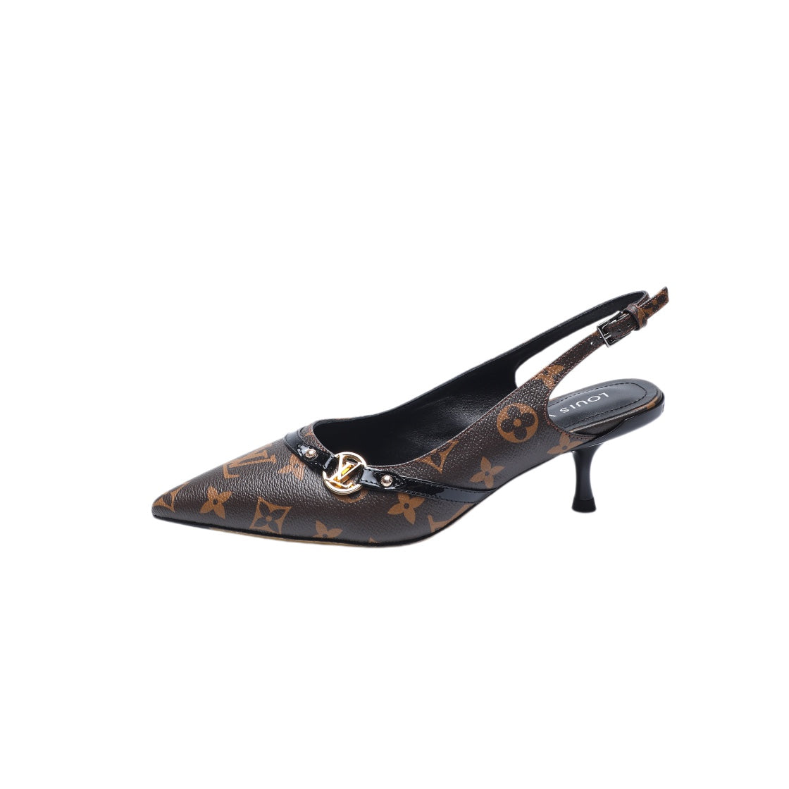 6AM SLINGBACK HIGH HEELS 55 MM IN CHOCOLATE BROWN MONOGRAM LAMBSKIN - 34