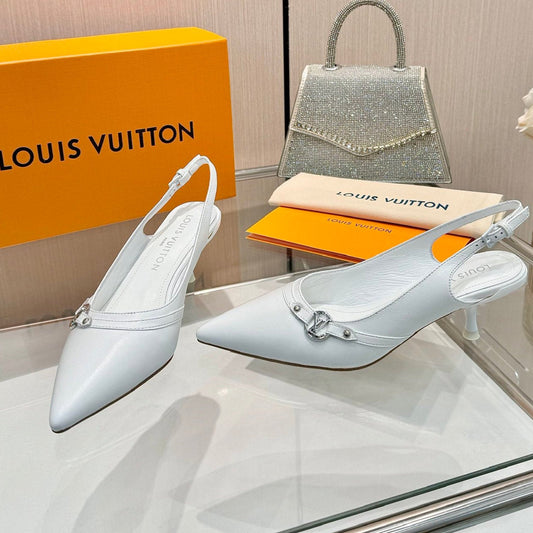6AM SLINGBACK HIGH HEELS 55 MM IN WHITE LAMBSKIN - 34