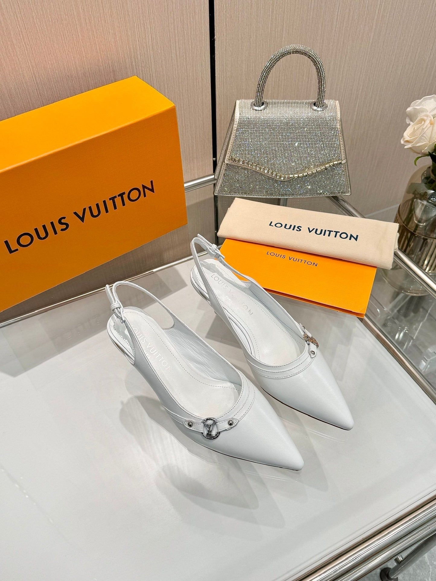 6AM SLINGBACK HIGH HEELS 55 MM IN WHITE LAMBSKIN - 34