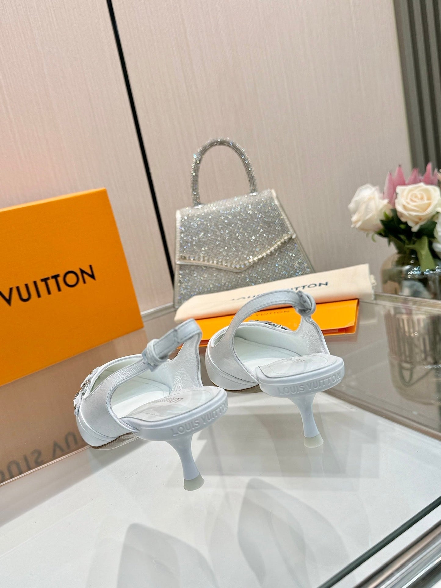 6AM SLINGBACK HIGH HEELS 55 MM IN WHITE LAMBSKIN - 34