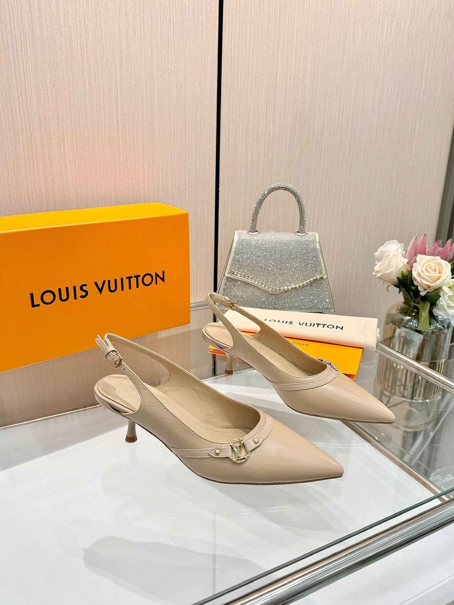 6AM SLINGBACK HIGH HEELS 55 MM IN TAN BEIGE LAMBSKIN - 34