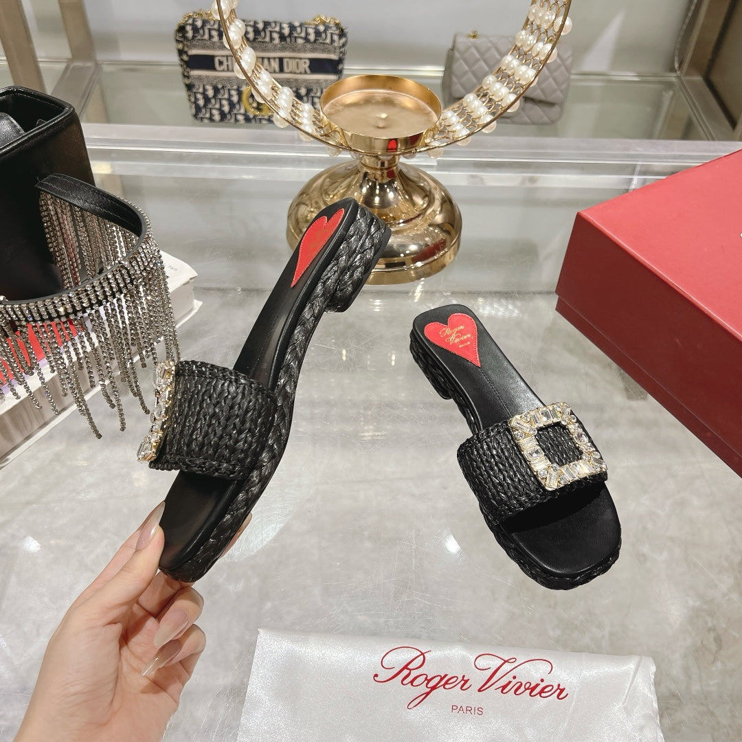 ESPADRILLES MULES IN BLACK RAFFIA - 35