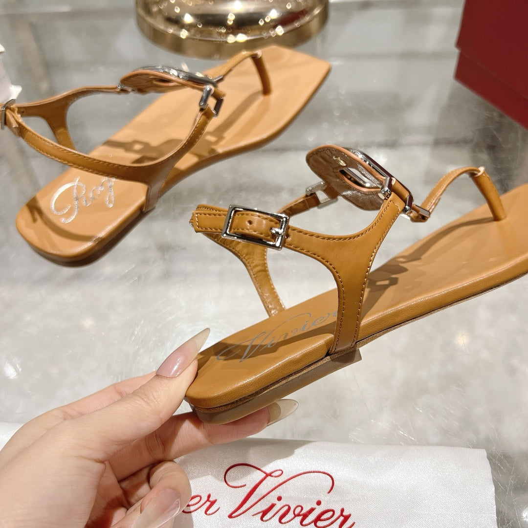VIV' BY THE SEA SANDALS IN CINNAMON BROWN CALFSKIN - 35