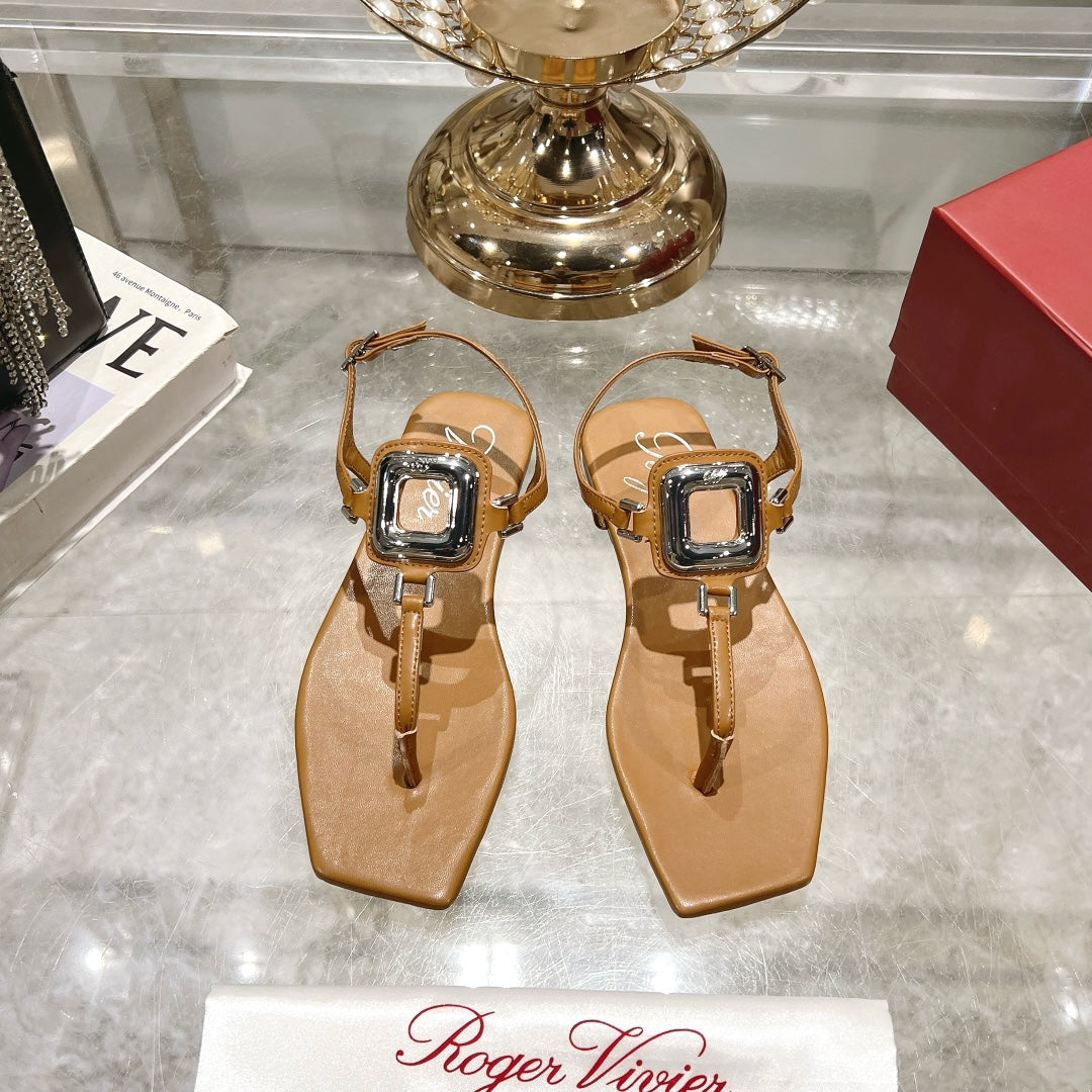 VIV' BY THE SEA SANDALS IN CINNAMON BROWN CALFSKIN - 35