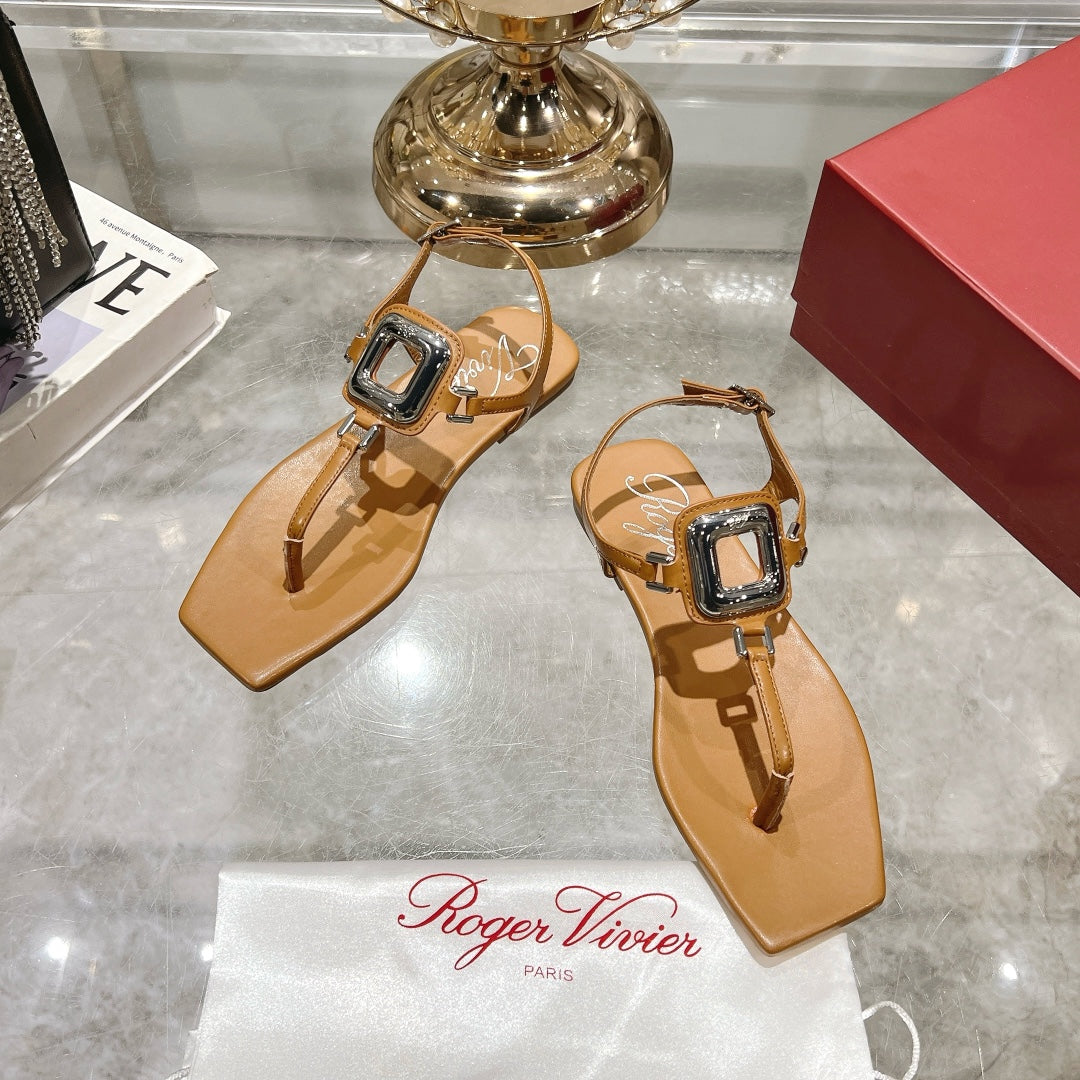 VIV' BY THE SEA SANDALS IN CINNAMON BROWN CALFSKIN - 35
