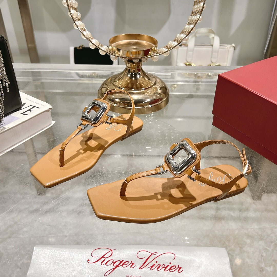 VIV' BY THE SEA SANDALS IN CINNAMON BROWN CALFSKIN - 35