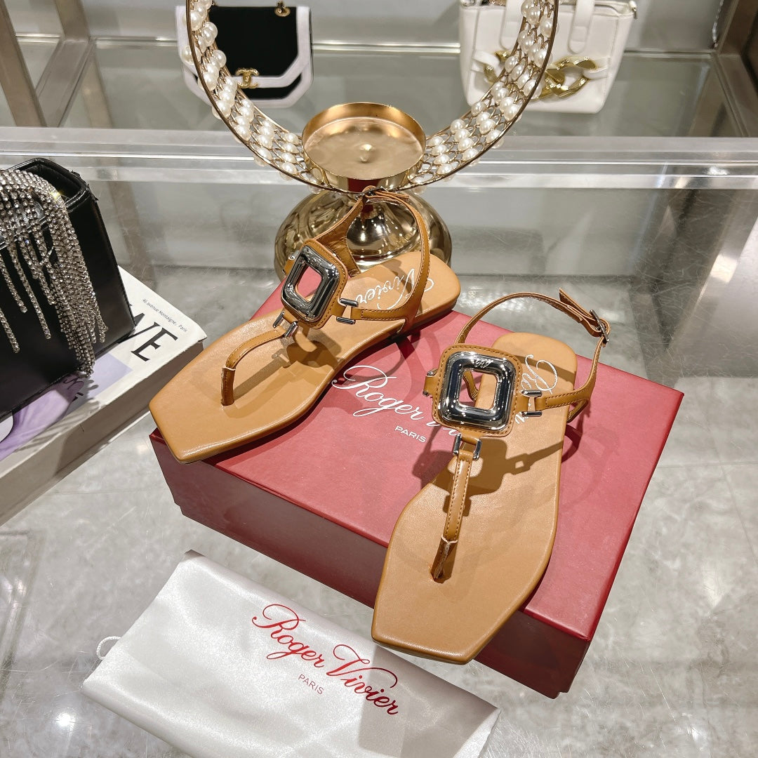 VIV' BY THE SEA SANDALS IN CINNAMON BROWN CALFSKIN - 35