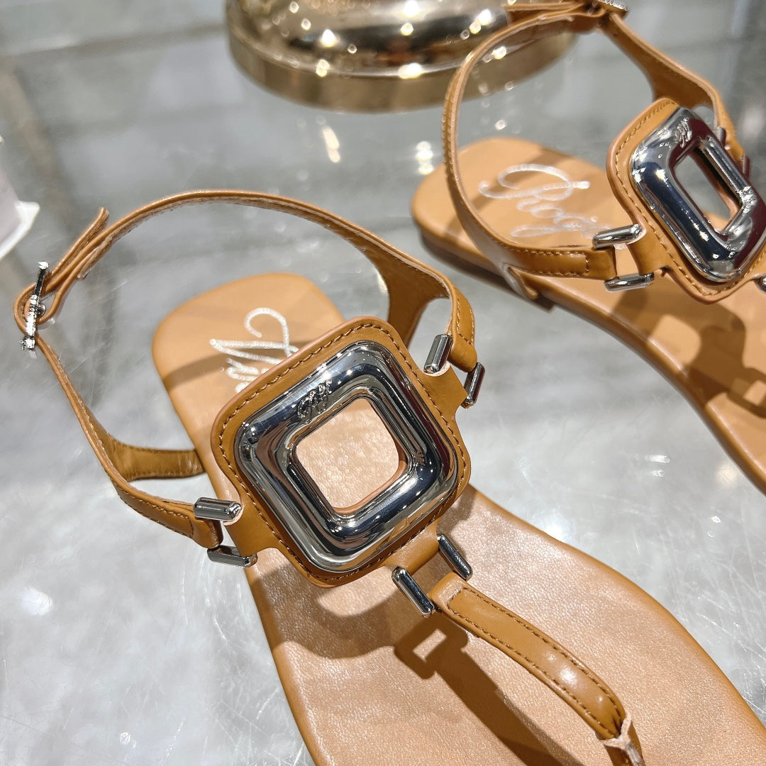 VIV' BY THE SEA SANDALS IN CINNAMON BROWN CALFSKIN - 35