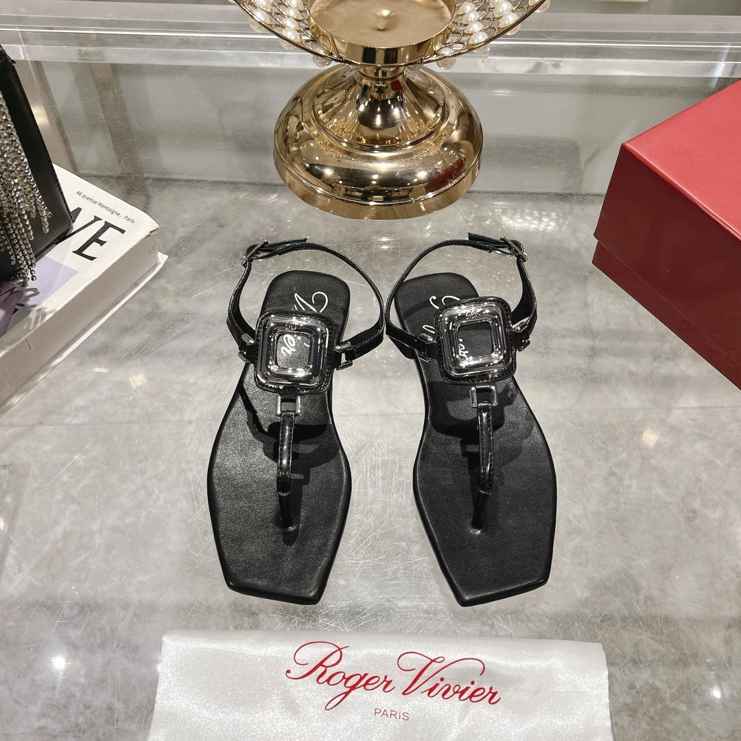 VIV' BY THE SEA SANDALS IN BLACK CALFSKIN - 35