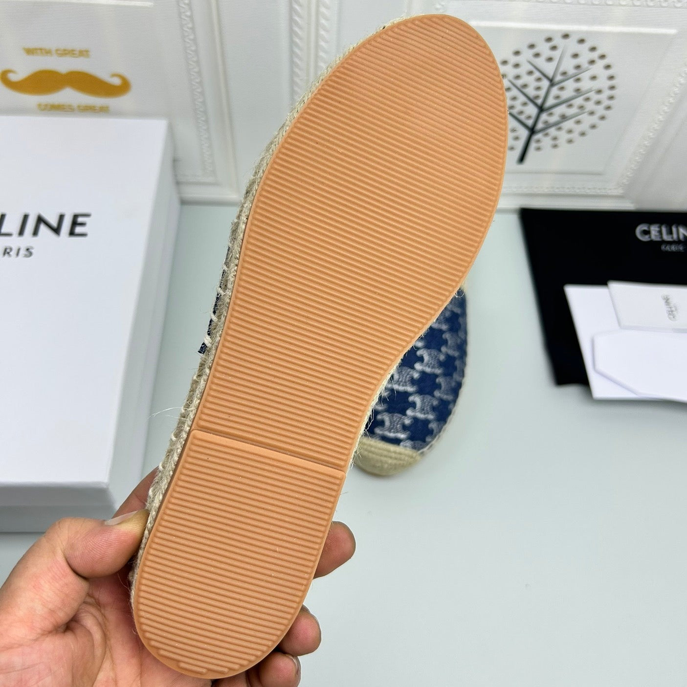 NEW FLAT FISHERMAN SLIPPERS NAVY BLUE COTTON CANVAS - 35