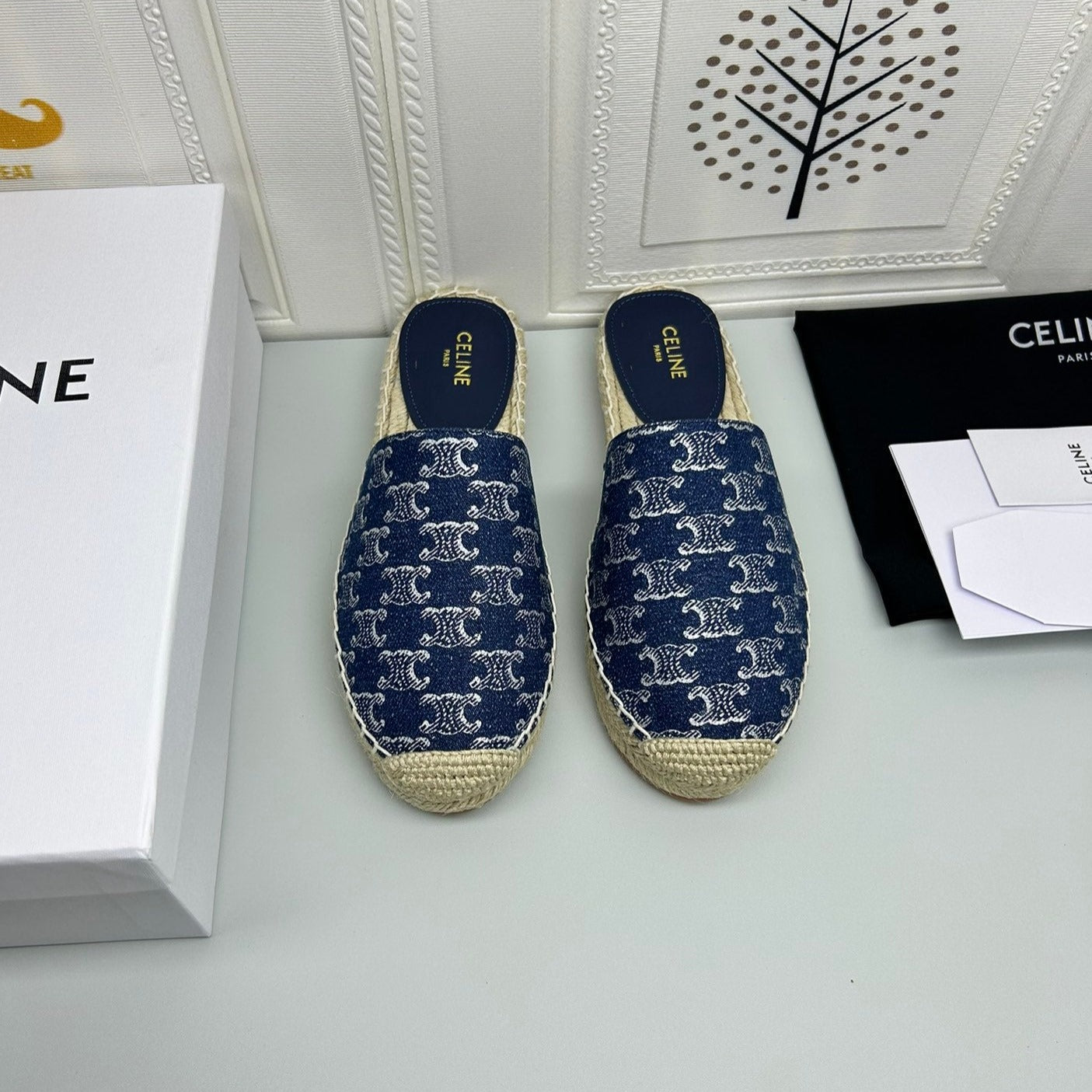 NEW FLAT FISHERMAN SANDALS NAVY BLUE COTTON CANVAS - 35