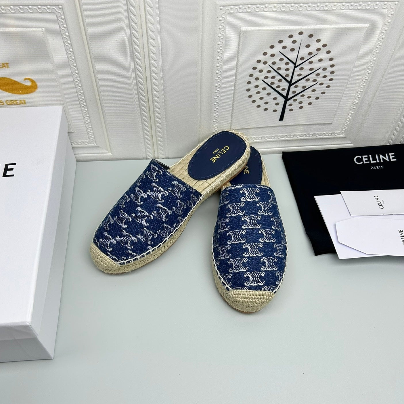 NEW FLAT FISHERMAN SANDALS NAVY BLUE COTTON CANVAS - 35