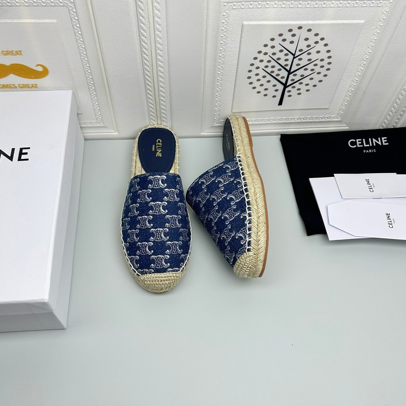 NEW FLAT FISHERMAN SANDALS NAVY BLUE COTTON CANVAS - 35