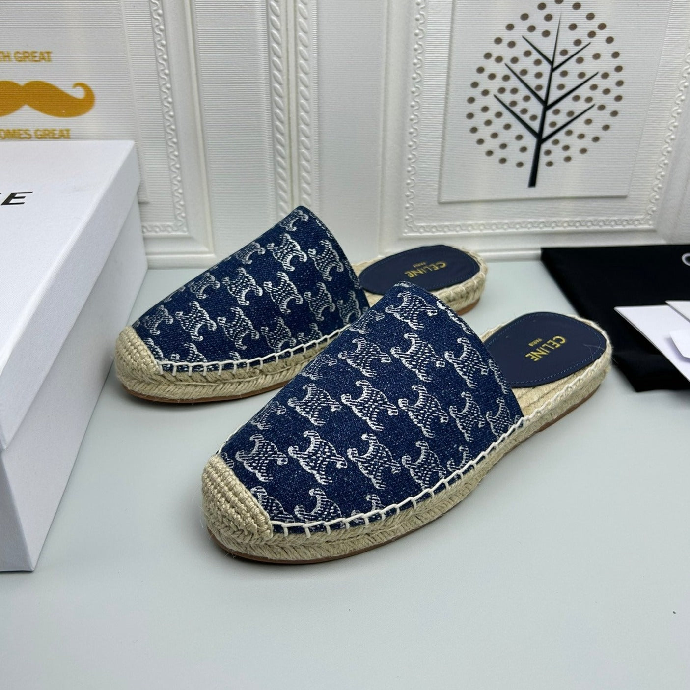 NEW FLAT FISHERMAN SANDALS NAVY BLUE COTTON CANVAS - 35