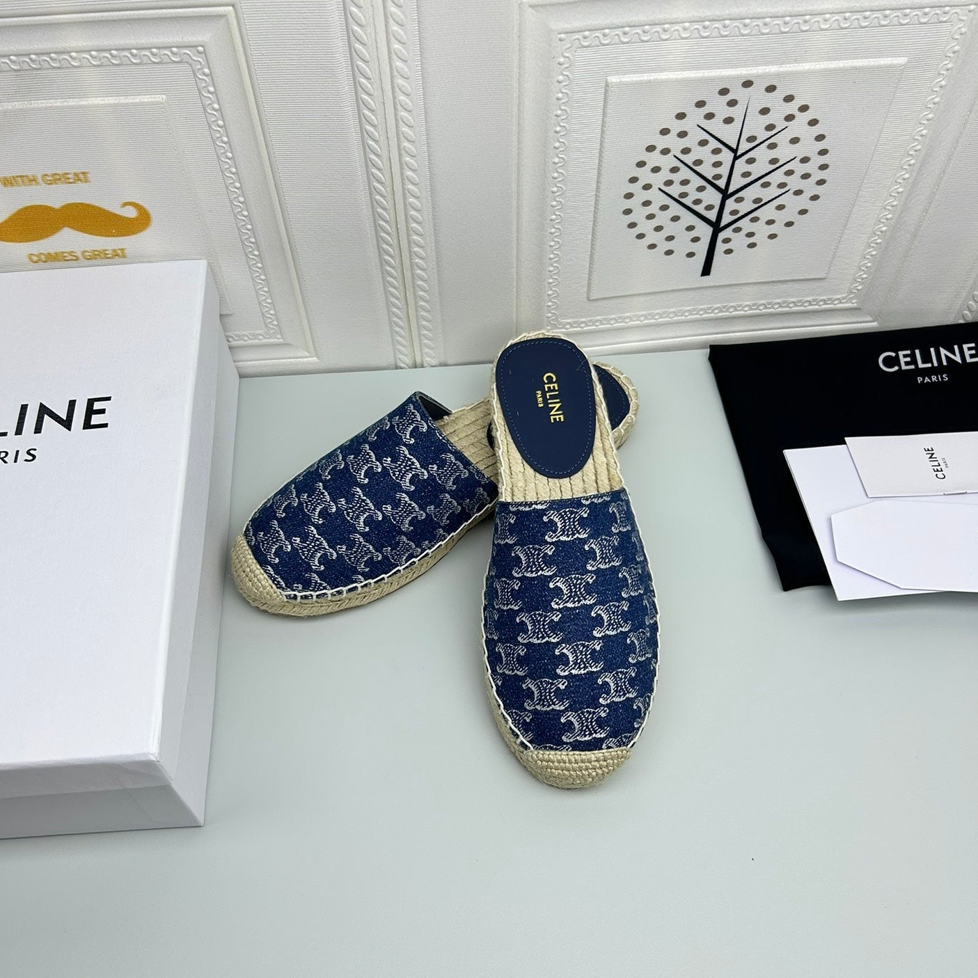 NEW FLAT FISHERMAN SANDALS NAVY BLUE COTTON CANVAS - 35