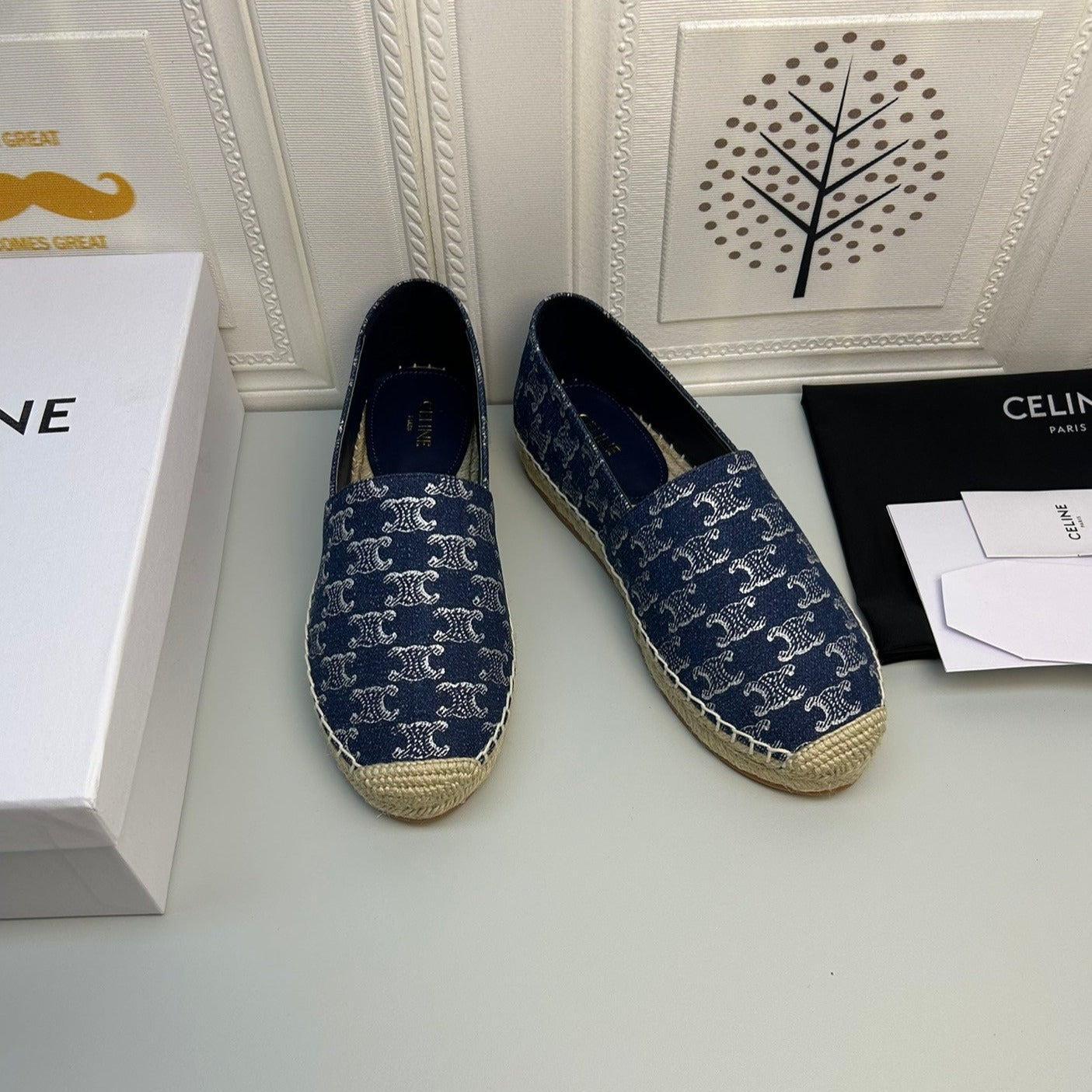 NEW FLAT FISHERMAN SHOES NAVY BLUE COTTON CANVAS - 35