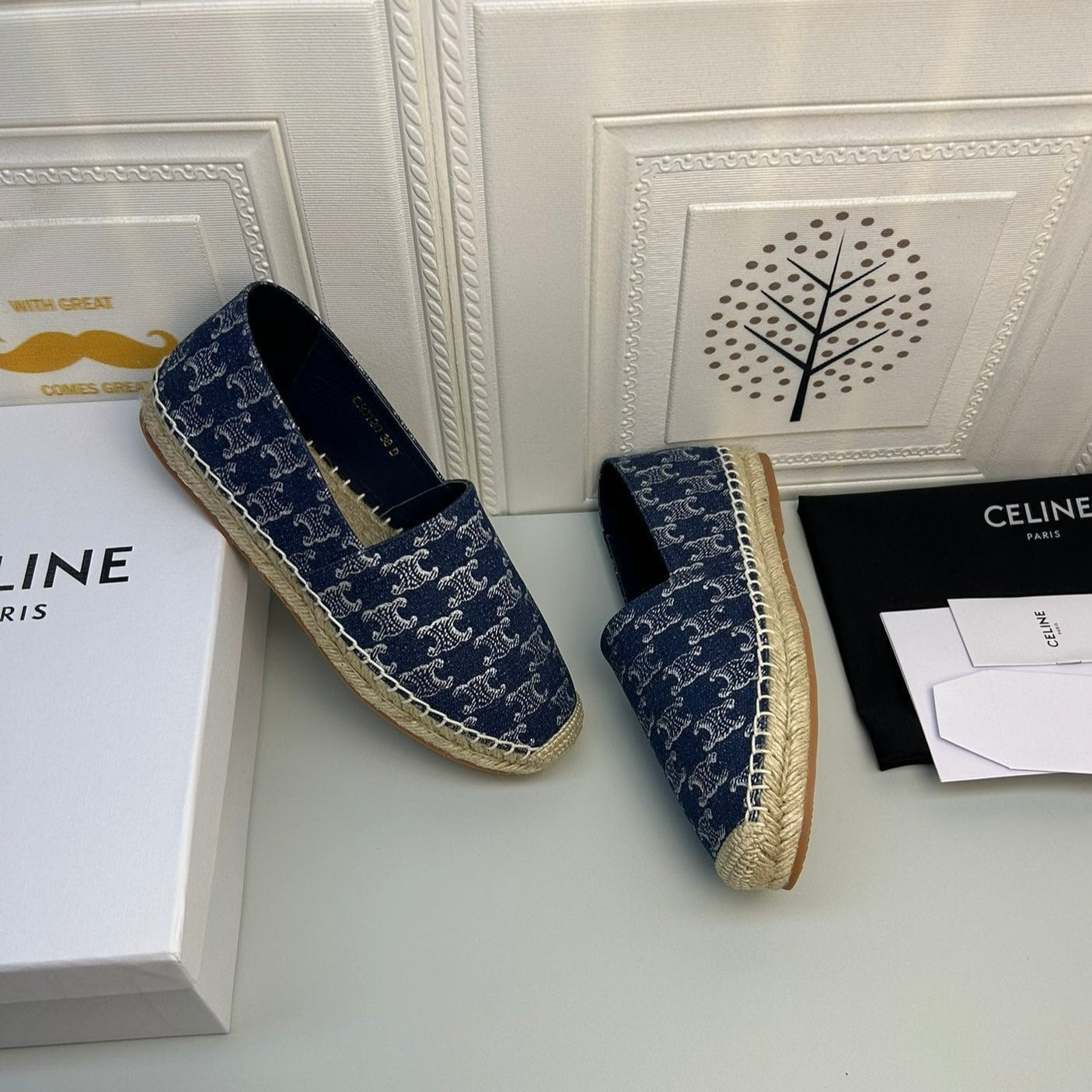 NEW FLAT FISHERMAN SHOES NAVY BLUE COTTON CANVAS - 35