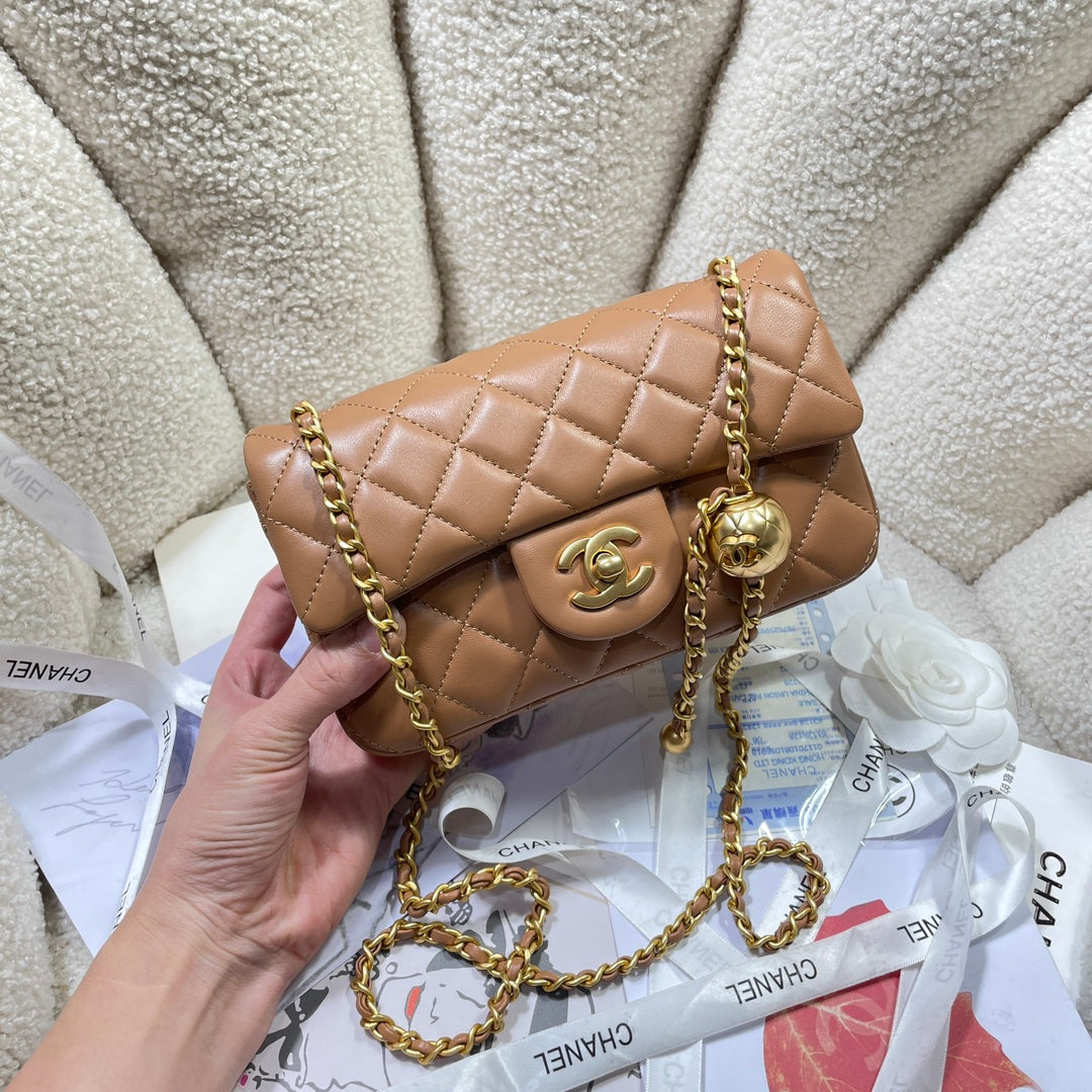 CHANEL 26S FLAP BAG 20 IN BROWN LAMBSKIN