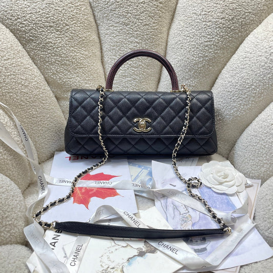 Сумка CHANEL 26S COCO HANDLE 32 з чорної та бордової ікристої телячої шкіри