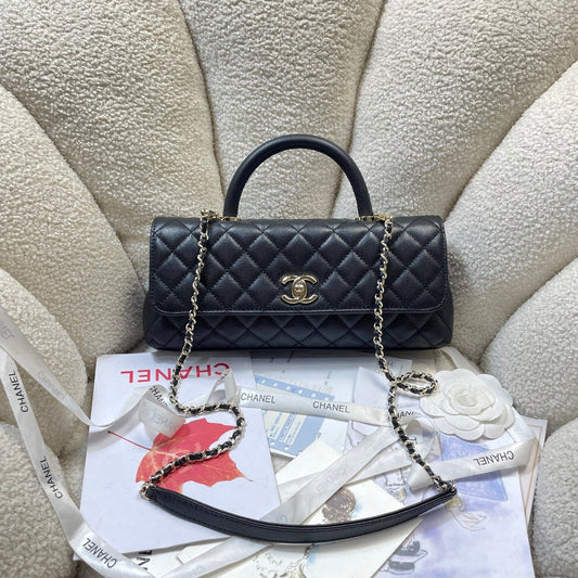 CHANEL 26S СУМКА COCO HANDLE 32 З ЧОРНОЇ ЗЕРНИСТОЇ ТЕЛЯЧОЇ ШКІРИ