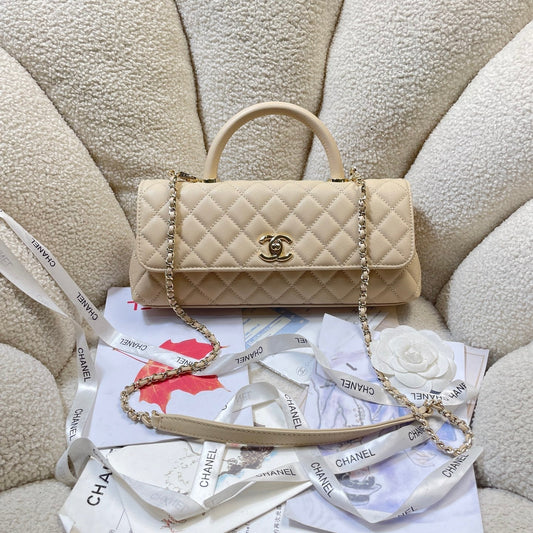 CHANEL 26S СУМКА COCO HANDLE 32 З БЕЖЕВОЇ ШКІРИ ТЕЛЯТИ CAVIAR